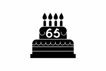 65 Years Birthday Cake silhouette vector illustration