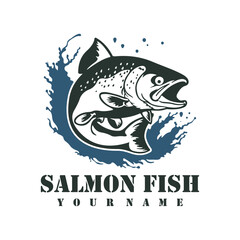 Salmon Fish logo design vector. Silhouette Salmon Fish Template Illustration. Icon Symbol