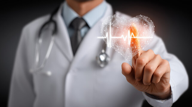 An Innovative Cardiology Visualization Concept Demonstrated by a Doctor Activating a Digital Heartbeat Hologram.
