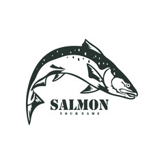 Salmon Fish logo design vector. Silhouette Salmon Fish Template Illustration. Icon Symbol
