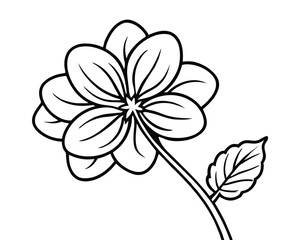 Fototapeta premium Simple flower with stem and leaf, black and white flower.