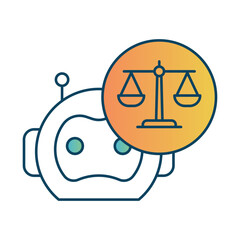 AI Ethics – Robot with Scales Representing the Fairness, Accountability, and Moral Principles in Artificial Intelligence Development. Vector illustration