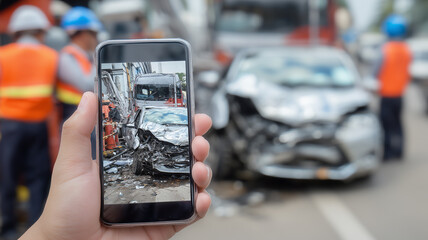 Documenting a Dramatic Road Collision with a Smartphone for Immediate Insurance Evidence and Claims Protection.
