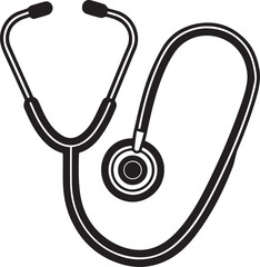 stethoscope medical device silhouette vector, stethoscope isolated on white