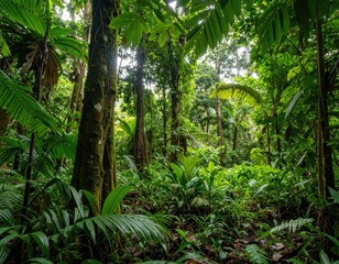 Lush tropical forest floor