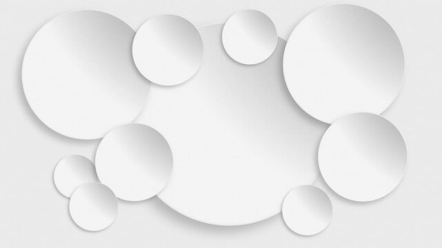 Seamless loop of pale grey concave circles emerging from a white background, expanding to varied sizes while gently drifting and overlapping each other with shadows