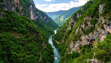 Mountainous river valley