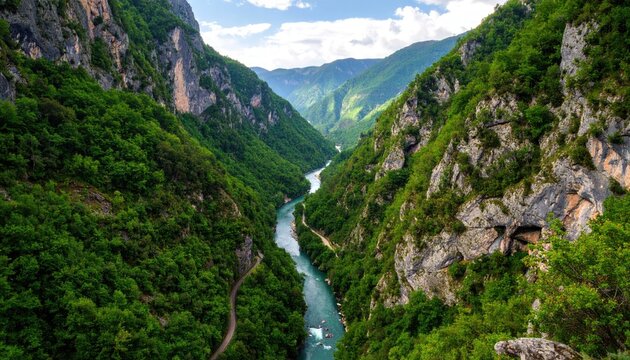 Mountainous river valley