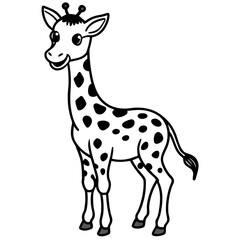 Obraz premium A cute cartoon baby giraffe with glasses and spots