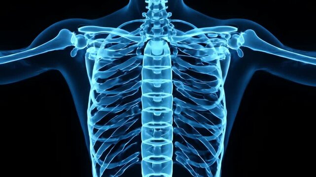 X-ray-style reveal animation with glowing bones