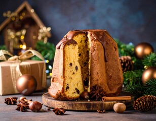 Photo of Slice of Pandoro with Chocolate Cream