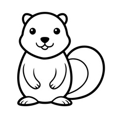Beaver on white background