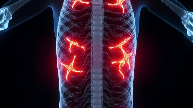 X-ray-style reveal animation with glowing bones