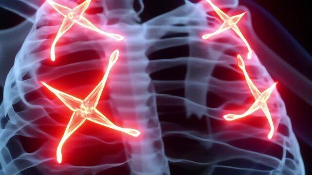 X-ray-style reveal animation with glowing bones