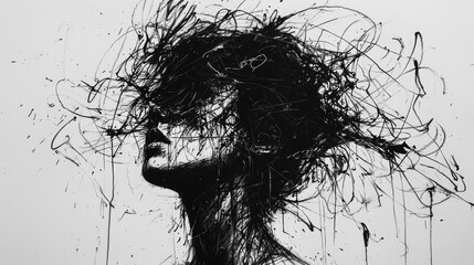 Chaotic and Disorderly Charcoal Illustration