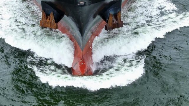 Nose Cargo container Ship, cargo vessel ship carrying container and running for import export concept technology freight shipping sea freight by Express Ship. front view