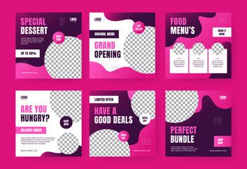 Social media post template. Sweet food and dessert themed vector design for digital promotional needs.