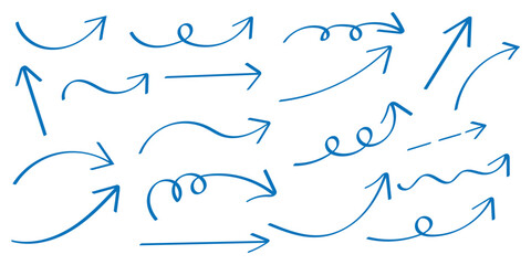 Line art sketch Hand drawn arrow decoration element icon set . Hand Drawn Doodle Arrows for Presentation. eps 10