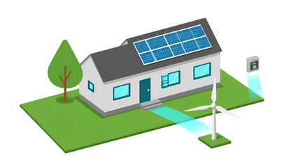 Isometric Eco-Friendly Smart Home with Solar Energy