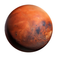 Fototapeta premium Highly Detailed 3D Illustration of Mars the Red Planet Featuring Dusty Surface Polar Ice Caps and Cratered Terrain Ideal for Space Missions - Isolated on a Transparent Background
