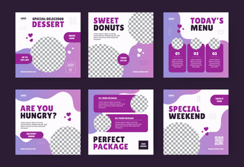 Social media post template. Sweet food and dessert themed vector design for digital promotional needs.