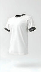 Isolated White T-shirt with Dark Trim Mockup on White Background