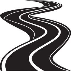 winding road on the road, curved winding road silhouette vector icon
