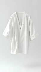 White V-neck Kimono Style Cardigan on White Backdrop