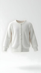Elegant White Cardigan Sweater with Buttons on a Clean Background