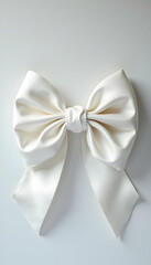 Satin Bow Festive Decoration on White Background, Gift Wrapping