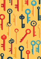 104. Repeating key icon pattern in flat design style