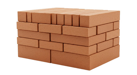 Fototapeta premium Isolated Stacked Brown Bricks Construction Material On Transparent Background