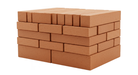 Isolated Stacked Brown Bricks Construction Material On Transparent Background