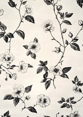 106. Botanical sketch pattern on off-white paper