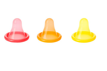 Colorful condoms product shot for sexual health and safety campaign with variety of colors and protection