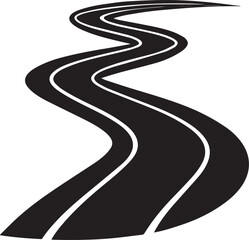 winding road on the road, curved winding road silhouette vector icon