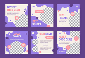 Social media post template. Sweet food and dessert themed vector design for digital promotional needs.