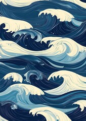 111. Pattern of ocean waves in stylized illustration