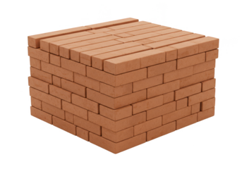 Isolated Stacked Red Bricks Construction Material on Transparent Background