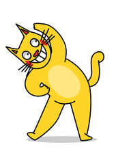 Illustration of a cat doing yoga