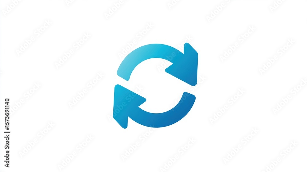 Fototapete two opposing arrows in a circular motion, rendered in a gradient blue on a white background