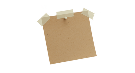 Isolated Sticky Note On Corkboard With Beige Square Adhesive Message