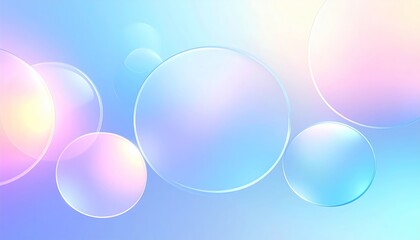 Pastel-colored translucent spheres float on a soft, dreamy background.