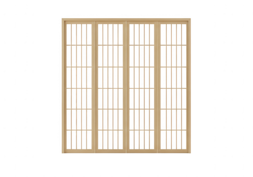 Japanese shoji screen isolated on transparent background for interior design