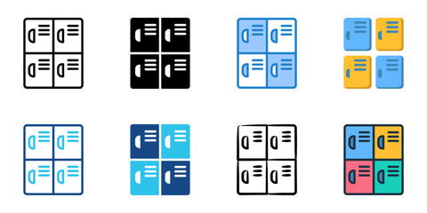Lockers icon set multiple style collection 
