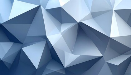 Abstract low-poly background of blue and white geometric shapes forming a textured surface.