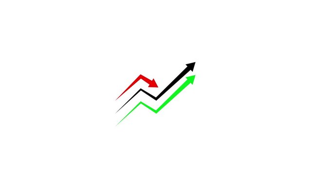 Digital Arrow Ascending business graph showing increase business concept animation with arrow icon,Business Decline Concept businessman analyzing decline chart and bar graph loss or reduced Economic