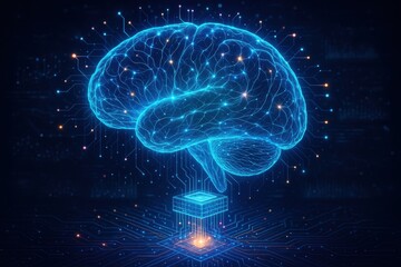 Advanced artificial intelligence brain visualization with neural network pathways and quantum computing elements