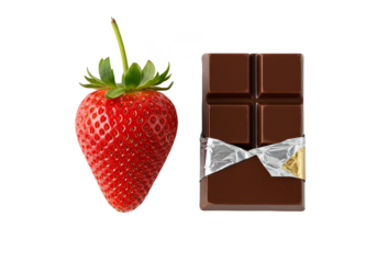 Isolated Still Life Strawberry and Chocolate on Transparent Background