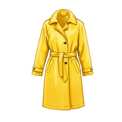Naklejka premium Illustration of Yellow Trench Coat with Belt Fashion Apparel Clothing